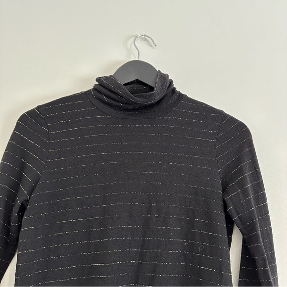 POMANDERE WOOL BLEND BLACK METALLIC STRIPED TURTLENECK JERSEY LONG SLEEVE SIZE 6 - Picture 8 of 10